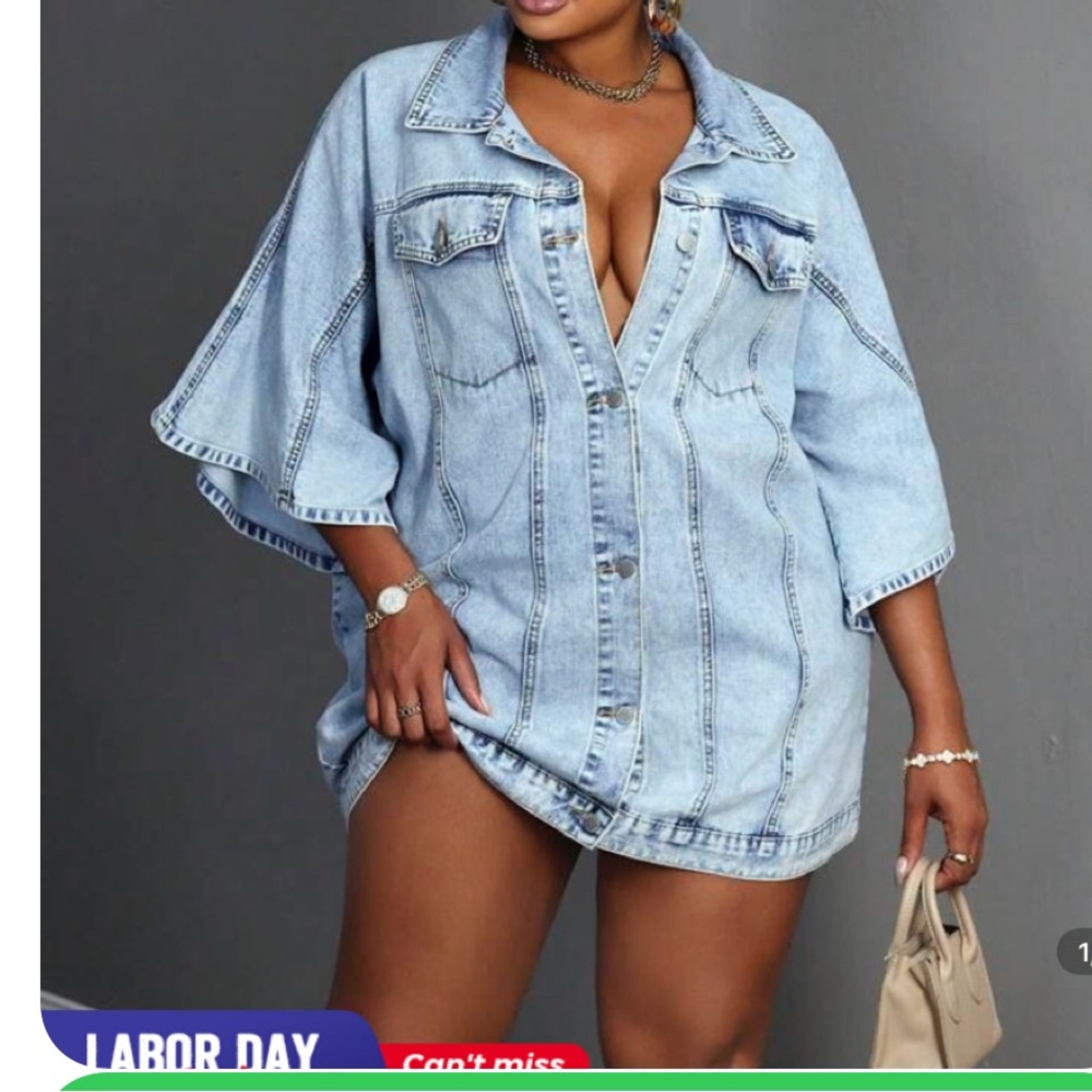 Light Blue Denim Button-Up Dress